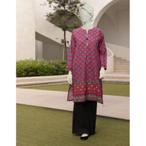 JUNAID JAMSHED Blue Maroon Lawn Kurti