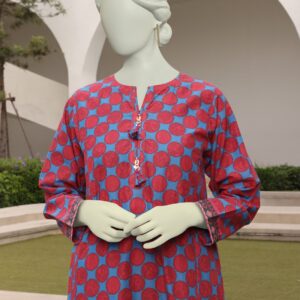 JUNAID JAMSHED Blue Maroon Lawn Kurti