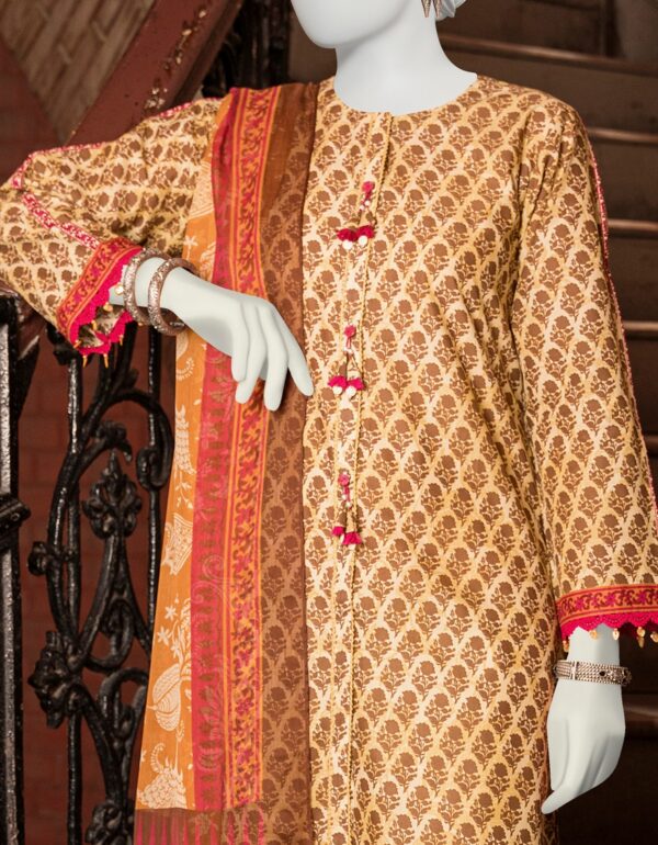 JUNAID JAMSHED Printed Lawn 3 Piece With Printed Chiffon Dupatta - Summer Collection - Image 2