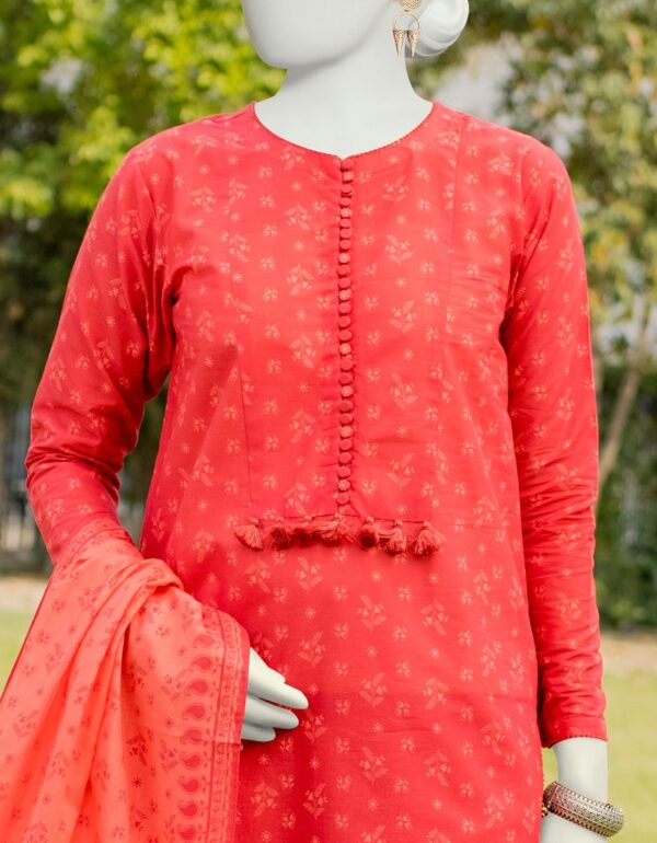 JUNAID JAMSHED Printed Lawn 3 Piece With Printed Chiffon Dupatta - Summer Collection - Image 3