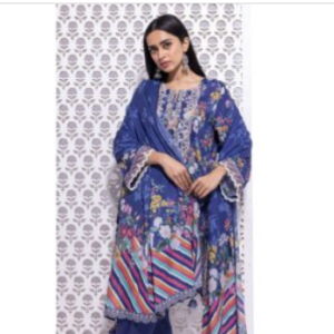 KHAADI Embroided Lawn With Chiffon Dupatta 3 Piece – Summer Collection