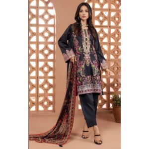 KHAADI Embroided Lawn With Chiffon Dupatta 3 Piece – Summer Collection