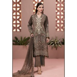 KHAADI Embroided Lawn With Chiffon Dupatta 3 Piece – Summer Collection