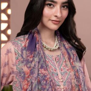 KHAADI Embroided Lawn With Chiffon Dupatta 3 Piece – Summer Collection