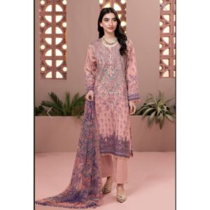 KHAADI Embroided Lawn With Chiffon Dupatta 3 Piece – Summer Collection