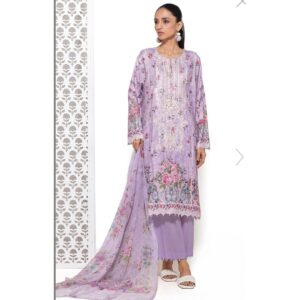 KHAADI Embroided Lawn With Chiffon Dupatta 3 Piece – Summer Collection