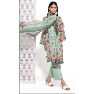 KHAADI Embroided Lawn With Chiffon Dupatta 3 Piece – Summer Collection