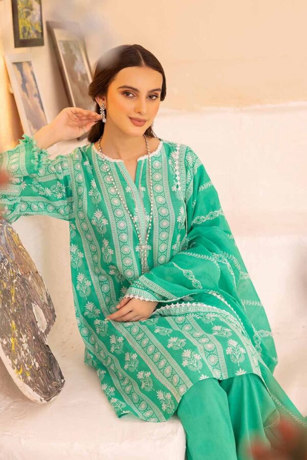 IDEAS BY GULAHMED 3 Piece Printed Lawn Unstitched Suit With Lawn Dupatta – Summer Collection - Image 3